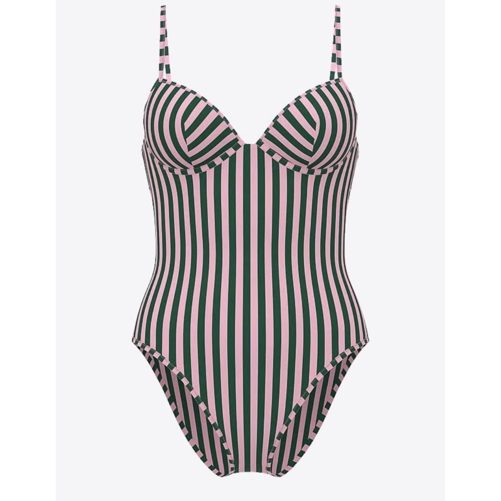 Victoria's Secret Swimsuit M Heritage Stripe Balconette Cheeky One-Piece  NWT